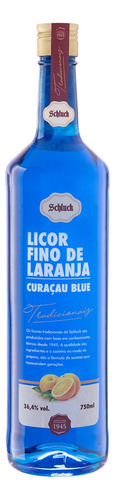 Licor Fino Laranja Curaçau Blue Schluck Tradicionais Garrafa 750ml