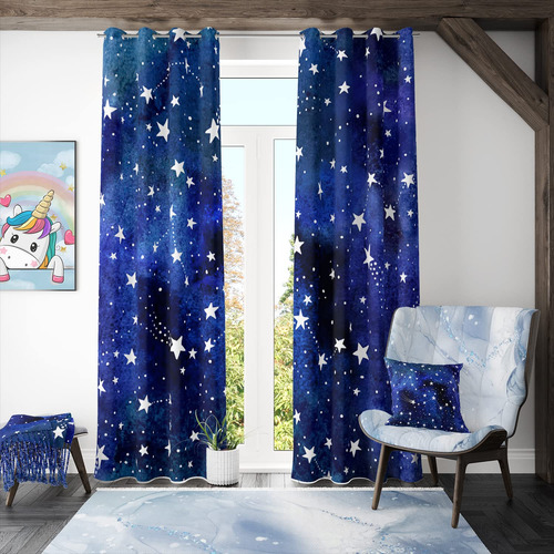 Cortinas Opacas Estrellas Para Dormitorio Infantil Constelac