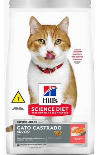 Ração Hill's Science Diet Felino Adulto Castrado Salmão 6kg