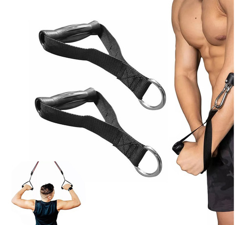 Par Agarraderas Tipo D Ratorch Hule Nylon,polea Gym,gym, Gimnasio Maneral Polea