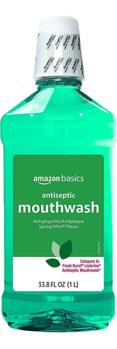 Amazon Basics - Enjuague Bucal Antiséptico, Menta, 1 Litro,