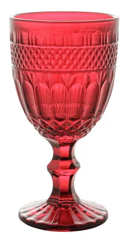 6 Taças Wolff Brand De Vidro Vermelho 345ml