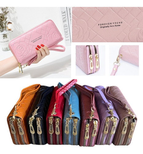 Billetera Porta Celular Mujer Tarjetero Mini Bag Cartera Color Negro