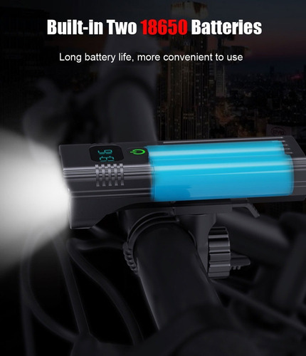 Luz De Bicicleta 12led 10000mah 5000 Lúmenes Con Luz Trasera