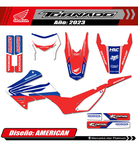 Kit Calcos Gráfica Honda Tornado 2023 - Laminadas! American