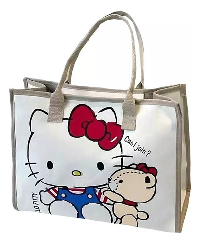 Bolsa De Lona Bolso De Mano Tote Bag Grande Moda Hello Kitty