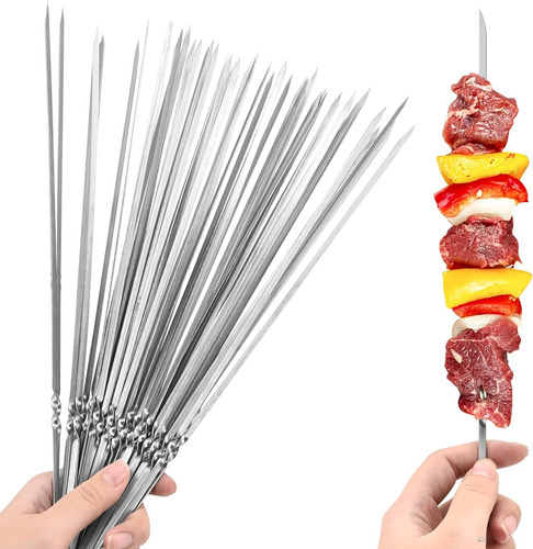 50 Pcs Pinchos Para Barbacoa De Acero Inoxidable Brochetas