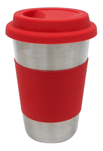 Mug Ekco De Acero Inoxidable De 450ml Con Funda De Silicón Color Rojo