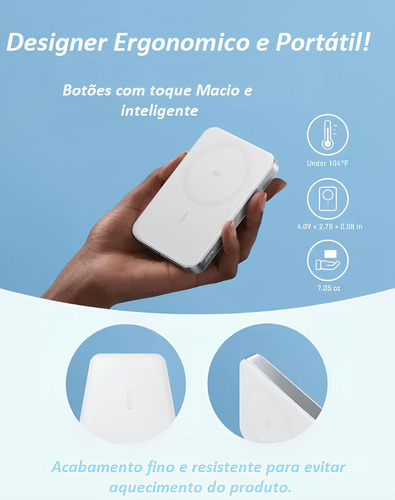 Carregador Portátil Compatível Com Apple iPhone 10.000 Mah Power Bank Carregador De Indução Para iPhone Bateria Magsafe Magnético Ios Carregamento Turbo Fonte Sem Fio Mag Safe Bateria Para iPhone Brco