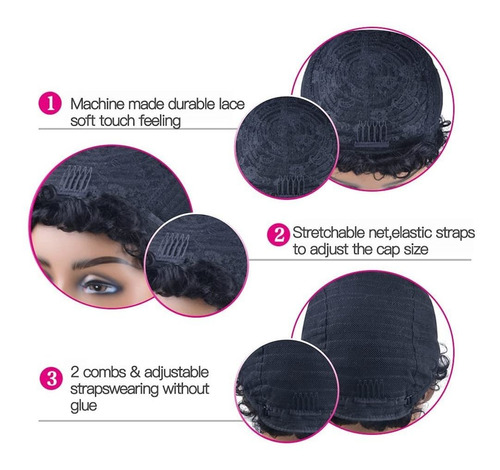 Pelucas De Cabello Humano Corto Con Corte Pixie Para Mujeres