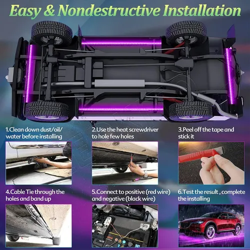 . Coche Chasis Tira De Luces Led Rgb For Autocon App Control