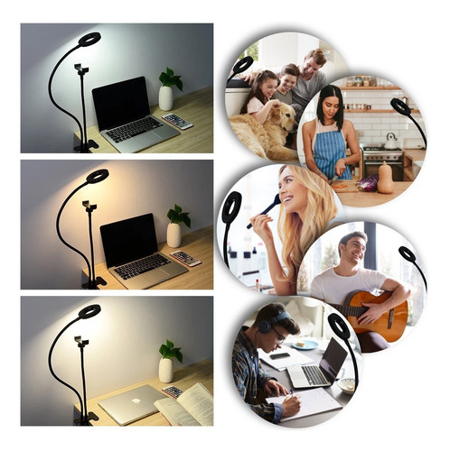 Imagen 7 de 7 de Aro De Luz Led Con Soporte Flexible Ajustable Para Celular