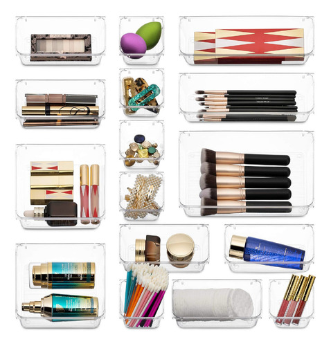25 Organizadores De Cajones Para Maquillaje Y Joyas Color Transparente