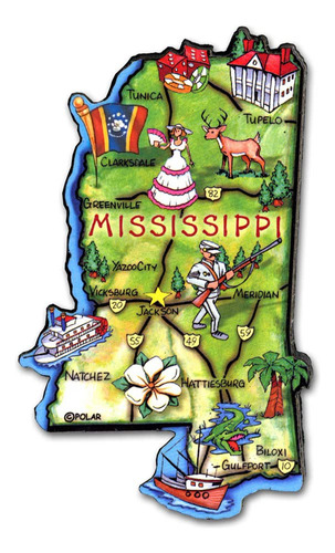 Recuerdo Coleccionable Iman Artwood State Mississippi