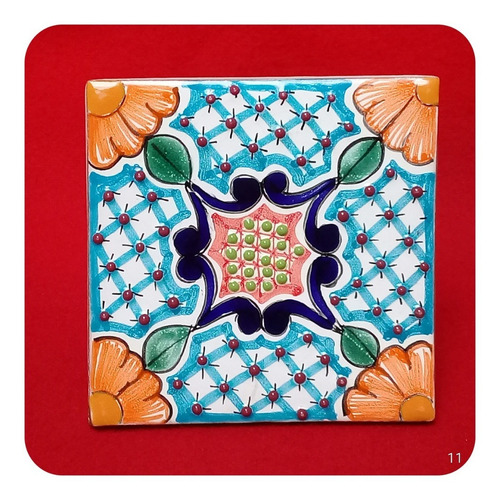 Imagen 3 de 10 de Set 10 Azulejos De Talavera Poblana 10x10 Cm Decoración Zlj