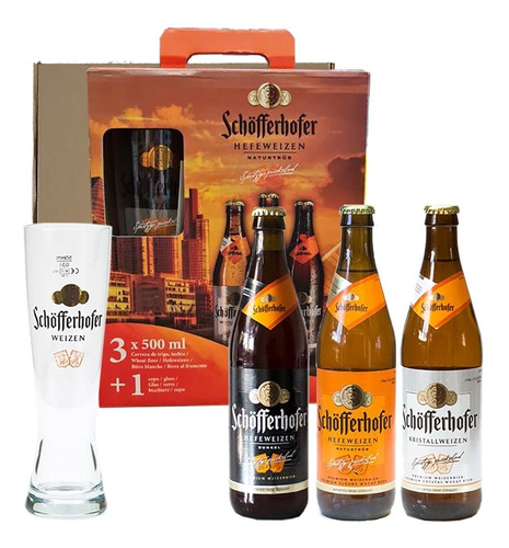 Estuche Schofferhofer X3 Cervezas + 1 Vaso