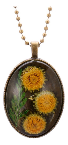 Fm Fm42 Flores Naturales Prensadas Girasoles Hojas Collar