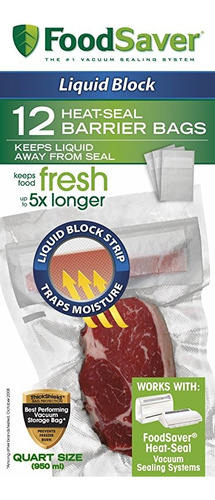 Foodsaver Líquido Bloque De Calor-seal Bolsas De Quart, 12 C