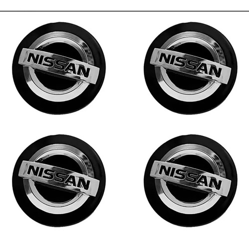 Juego 4 Centro Rin Nissan 54mm Sentra Kicks Xtrail Negro