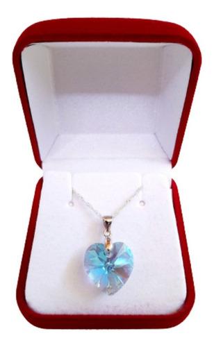 Imagen 2 de 4 de Cadena De Plata Y Corazón Titanic Regalo Mujer Swarovski