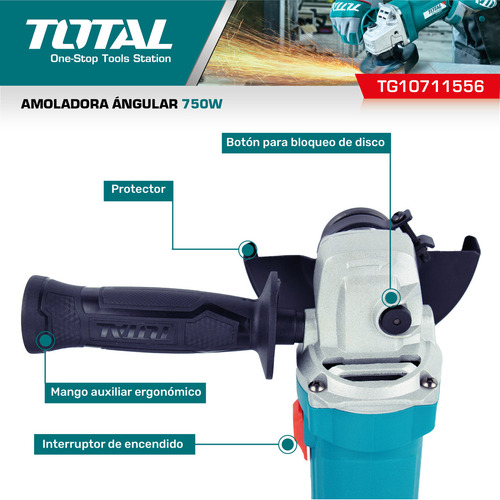 Imagen 3 de 6 de Amoladora Industrial Total TG10711556 - Turquesa - 220V - 240V - 50 Hz/60 Hz