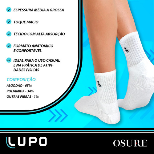 Kit 10 Pares Meia Lupo Cano Médio Masculina Atacado Original