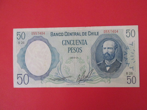 Gran Billete Chile 50 Pesos Firmado Bardon-molina Año 1980 