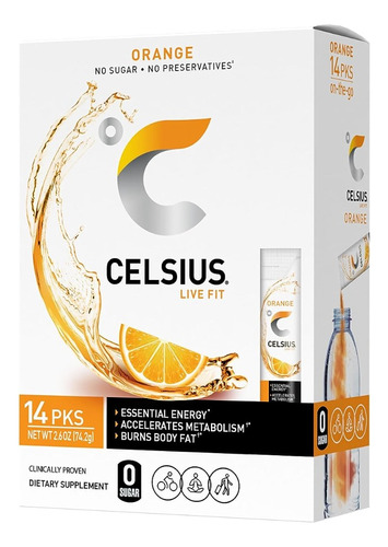 Celsius On-the-go Energía Naranja Pack 14 Pzas.