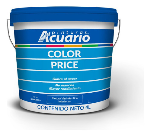 Galon De Pintura Vinilica Lavable Acuario Color Price 4lt Color Blanco