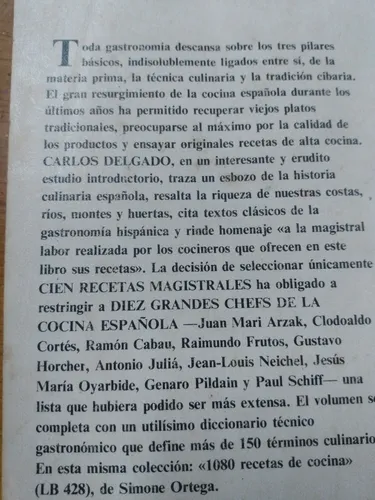 Cien Recetas Magistrales 10 Grandes Chefs Cocina Española (Usado)