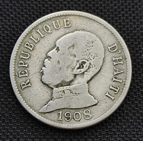 50 Céntimos Haití 1908 Moneda Colección Antigua