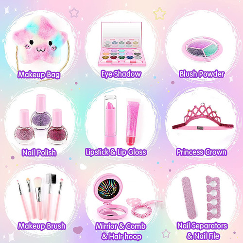 Set De Maquillaje Infantil, Para Niñas, Lavable