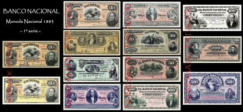 Colección Billetes Moneda Nacional 1883 - 1º Banco Nacional