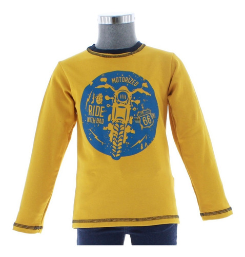 Playera Niño Mostaza Manga Larga 3293 2 A 16 Años