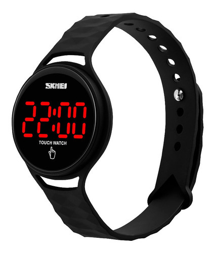 Reloj Unisex Skmei 1230 Touch Watch Digital Minimalista Led Color De La Malla Negro Color Del Bisel Negro Color Del Fondo Negro