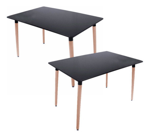 Kit 2 Mesas Eames Restaurant Cafeteria Vintage Minimalista Color Negro