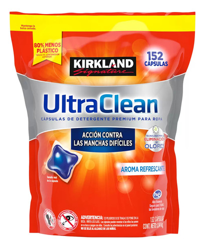 Capsulas Detergente Kirkland Pods 152 Cápsulas Ultraclean