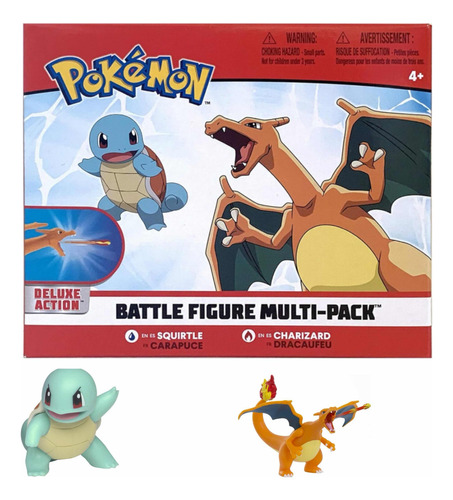 Pokemon Set De 2 Personajes Charizard 11 Cm Y Squirtle 5 Cm