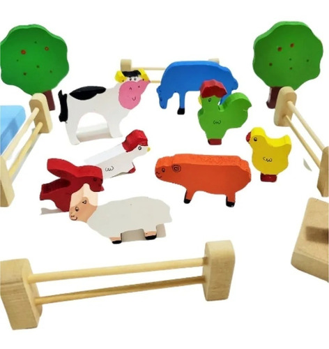  Animalitos De Granja Madera Didactico Montessori Dramatizac