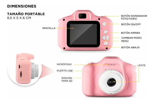 Cámara De Fotos Y Videos Infantil Instantanea + Micro Sd 8gb