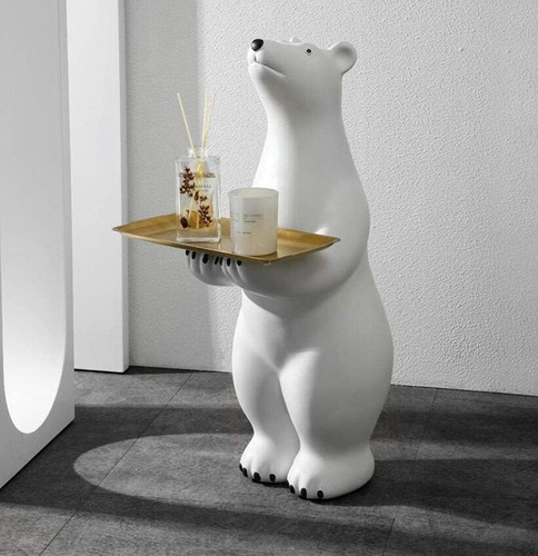 Adorno Oso Polar Blanco Deco Hogar Living Recibidor Llaves-