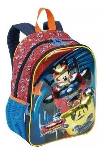 Mochila Meninos Mickey Mouse 19x Média Costas Sestini 3d Cor Azul Desenho do tecido Mickey Mouse 3D