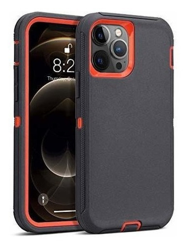 Funda Para iPhone 12 Pro Max 6.7 Full Body Carbon/naranja