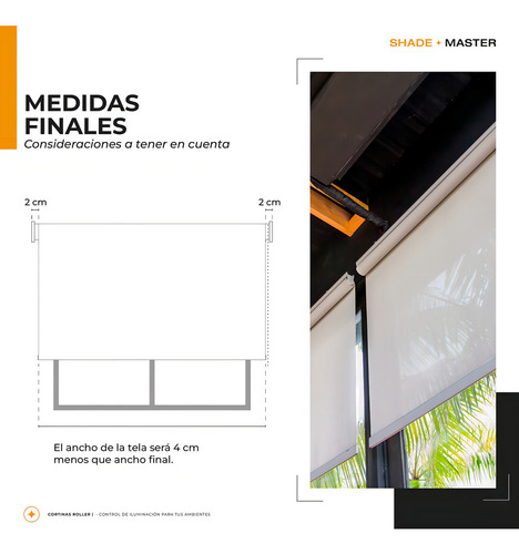Cortina Roller Sunscreen 100x120cm Shade Master Premium Color Blanco CORT1000