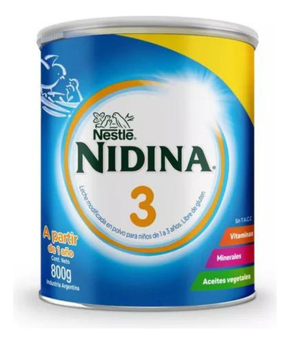 Nidina 3 Leche Infantil En Polvo 800g 