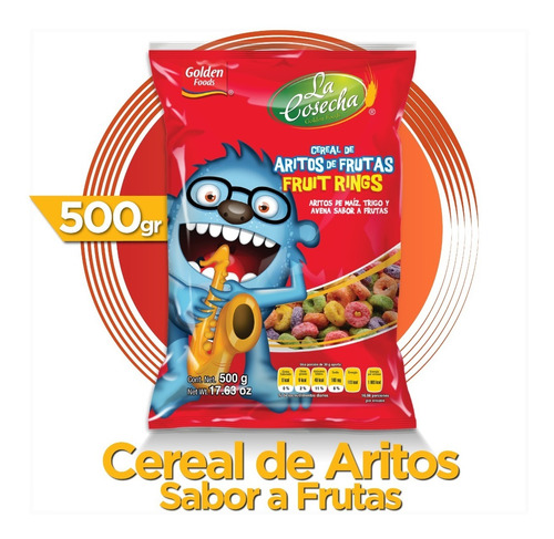 Cereal De Aritos Sabor A Frutas Bolsa De 500 Gr Golden Foods