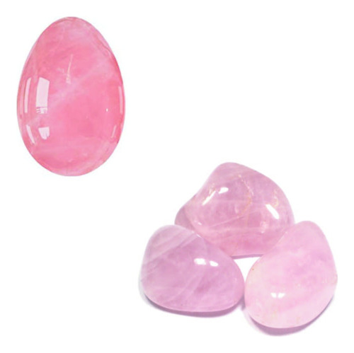 Huevo Yoni Cuarzo Rosa Kegel + Cuarzo Rosa Piedra Natural X3