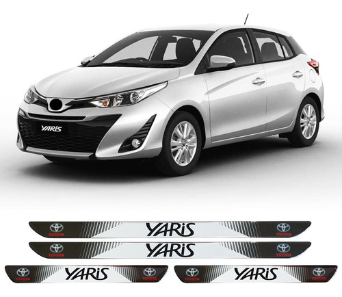 Jogo Soleira Resinada Personalizada Yaris Hatch Sedan - 4pçs