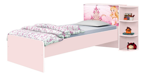 Cama 1 Plaza Princesa Premium + Baul + Repisa + Respaldo