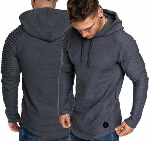 . Playera Hombre Manga Larga Con Capucha Slim Fit Moda